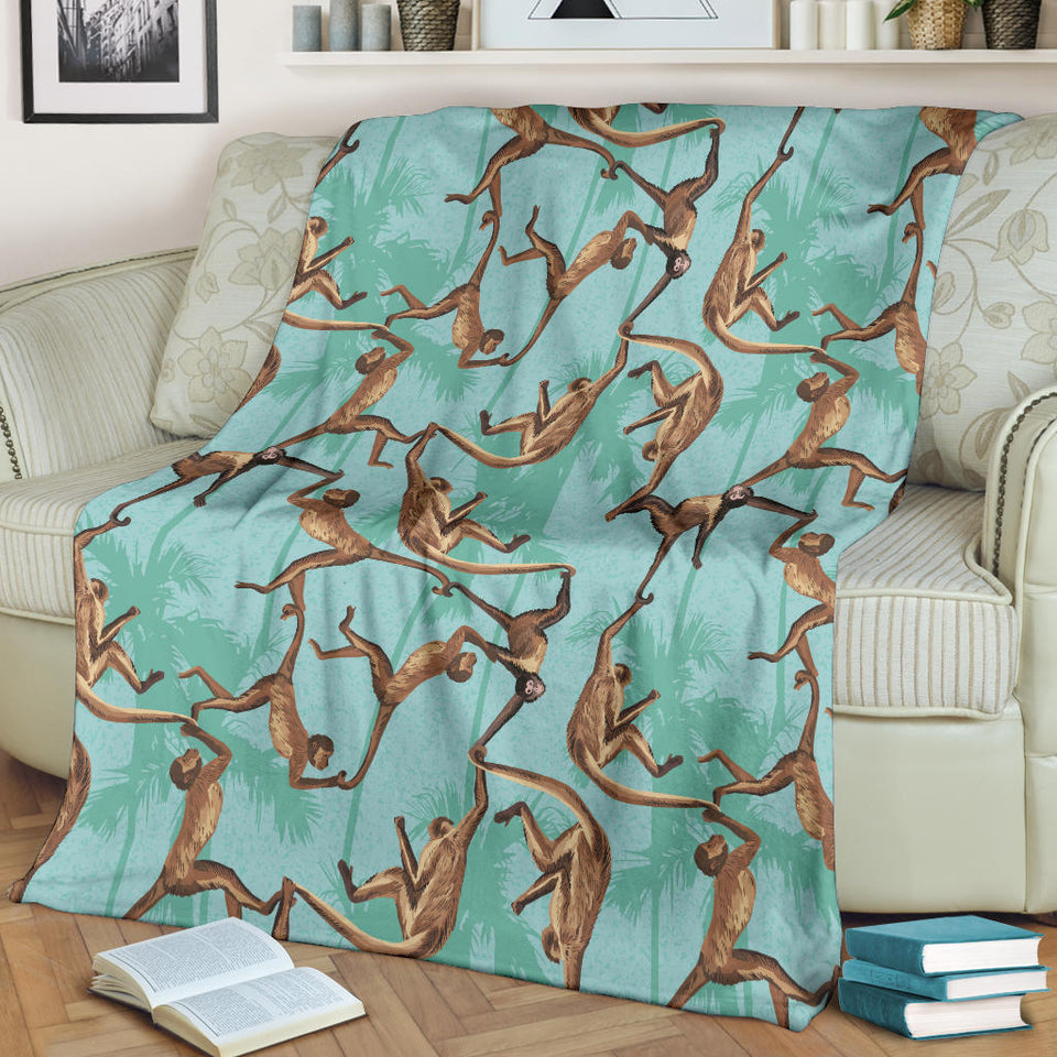 Monkey Palm Tree Background Premium Blanket