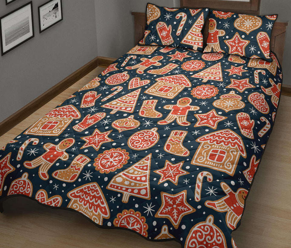 Christmas gingerbread cookie pattern Quilt Bed Set