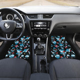 Skull Flower Roses Leave Pattern Front And Back Car Mats