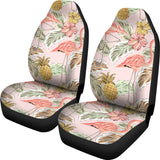 Pink Flamingo Birds Pineapples Hibiscus Flower Pattern Universal Fit Car Seat Covers