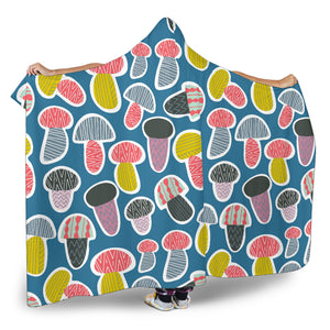 Colorful Mushroom Design Pattern Hooded Blanket