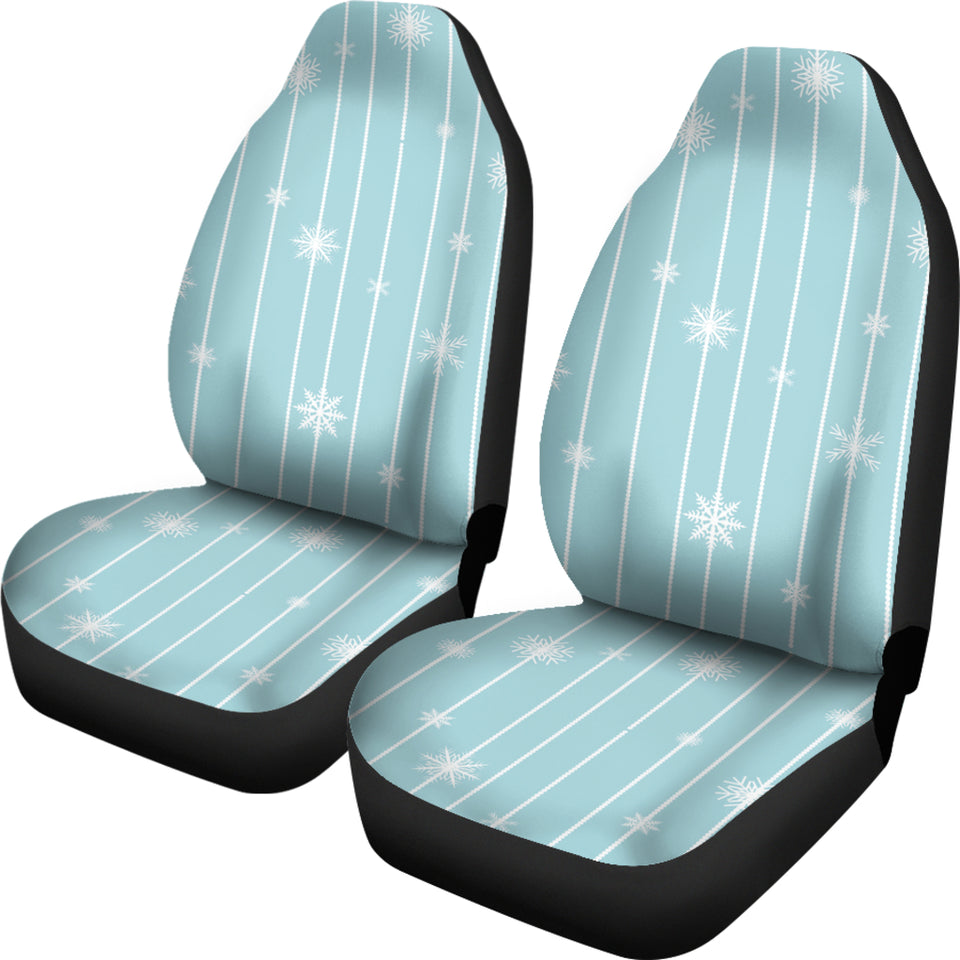 Snowflake Pattern Blue Stripe Background  Universal Fit Car Seat Covers