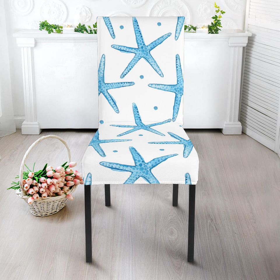 Watercolor Starfish Pattern Dining Chair Slipcover