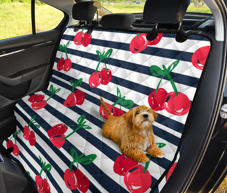 Hand Drawn Cherry Pattern Striped Background Dog Car Seat Covers