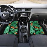 Heliconia Flower Palm Monstera Leaves Black Background Front And Back Car Mats
