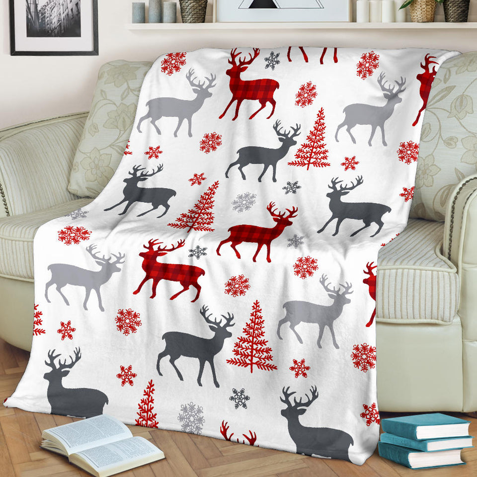 Deer Tree Snowflakes Chrismas Pattern Premium Blanket