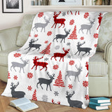 Deer Tree Snowflakes Chrismas Pattern Premium Blanket
