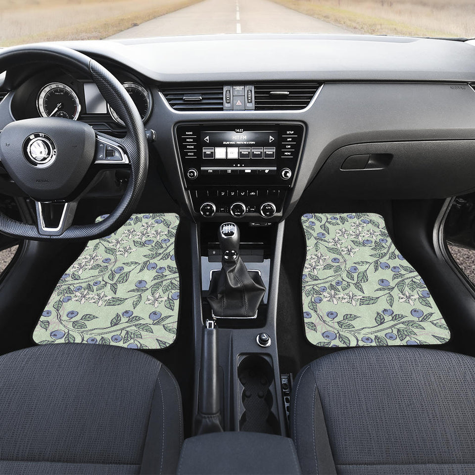 Hand Drawn Blueberry Pattern Front And Back Car Mats