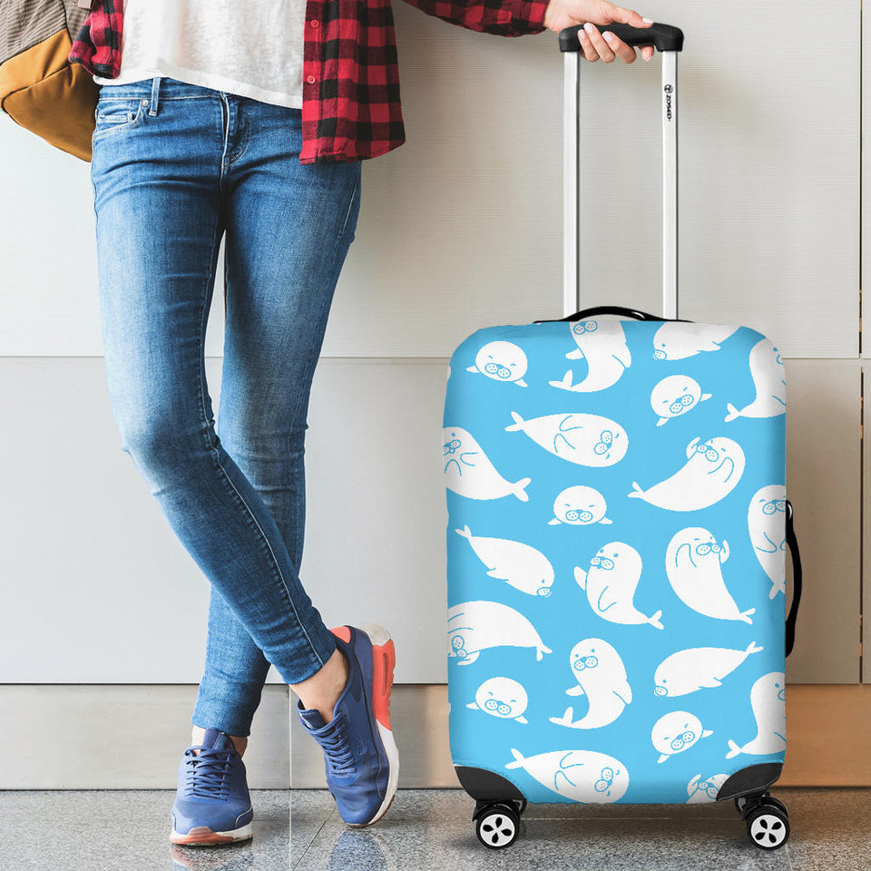 Cute White Sea Lion Seals Pattern Cabin Suitcases Luggages