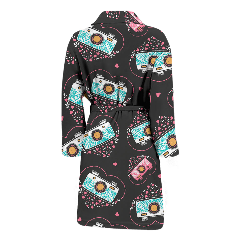 Camera Pattern Print Design 04 Men's Bathrobe