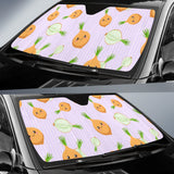 Cute Onions Smiling Faces Purple Background Car Sun Shade