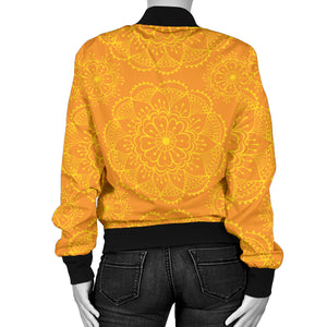 Orange Traditional Indian Elewomen'St Pattern Women'S Bomber Jacket