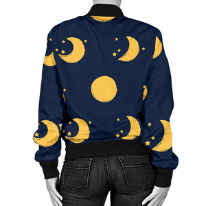 Moon Star Pattern Women'S Bomber Jacket