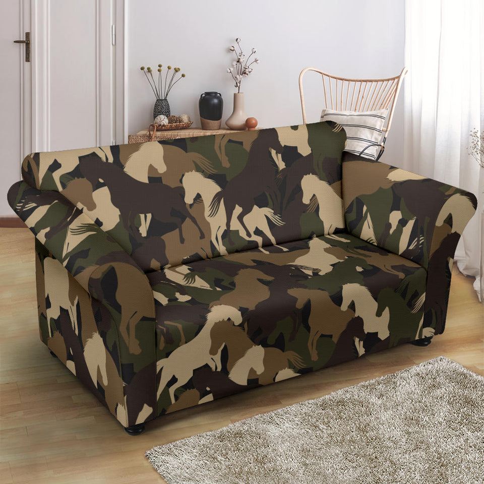 Horse Camo Camouflage Pattern Loveseat Couch Slipcover