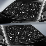 Hand Drawn Space Rocket Star Planet Car Sun Shade