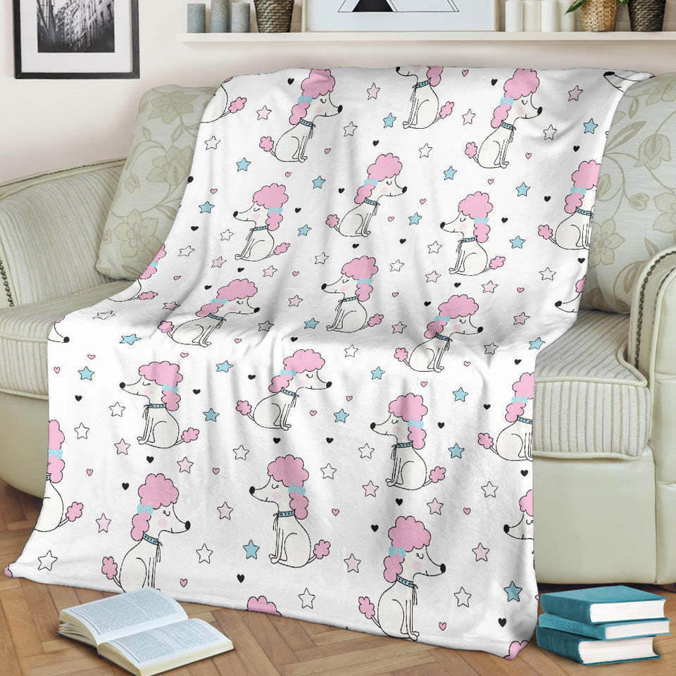 Cute Poodle Dog Star Pattern Premium Blanket