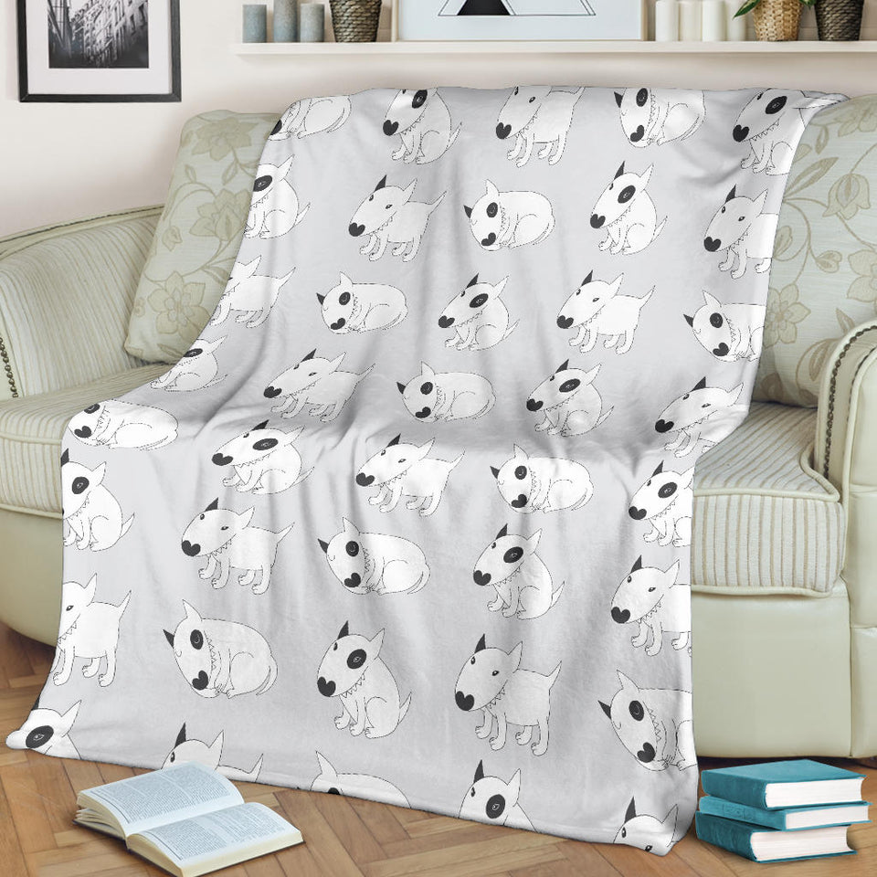 Bull Terrier Pattern Print Design 01 Premium Blanket