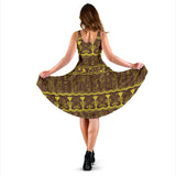 Egypt Hieroglyphics Pattern Print Design 03 Sleeveless Midi Dress