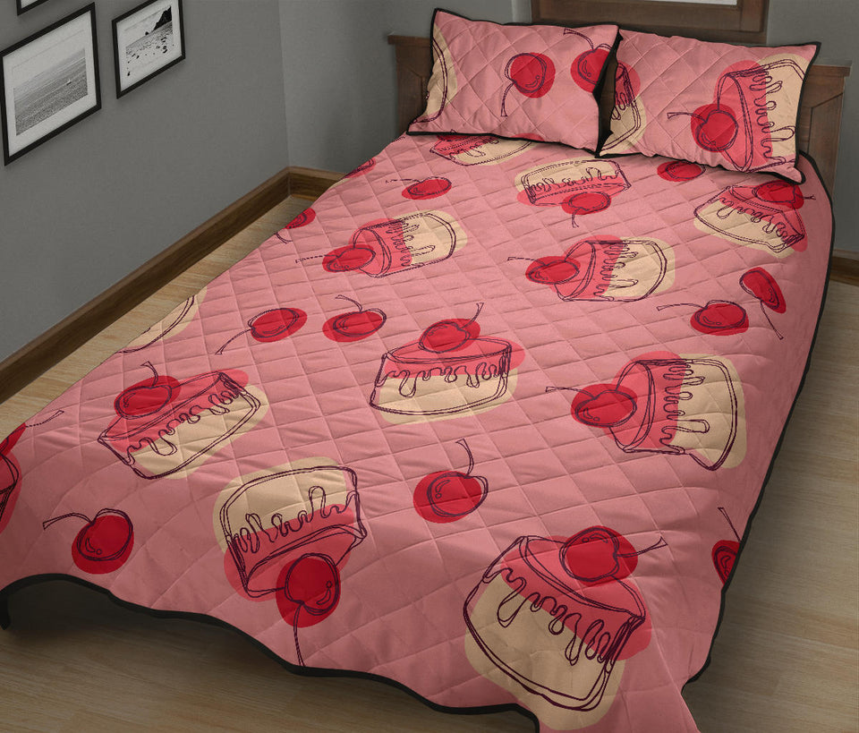 Cake cherry pattern Quilt Bed Set