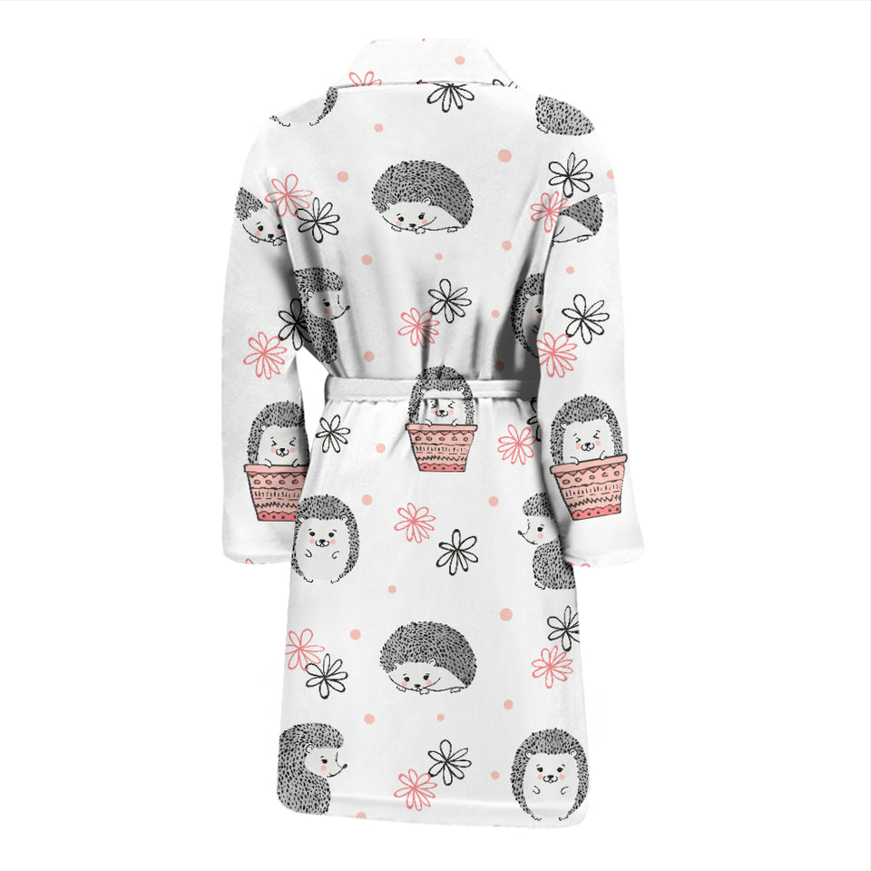 Hedgehog Pattern Print Design 02 Men's Bathrobe