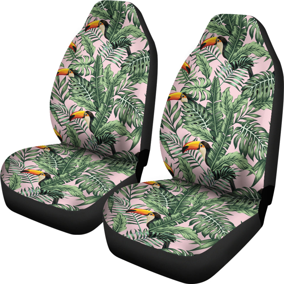 Toucan Tropical Green Jungle Palm Pattern  Universal Fit Car Seat Covers