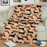 Dachshund Floral Background Premium Blanket