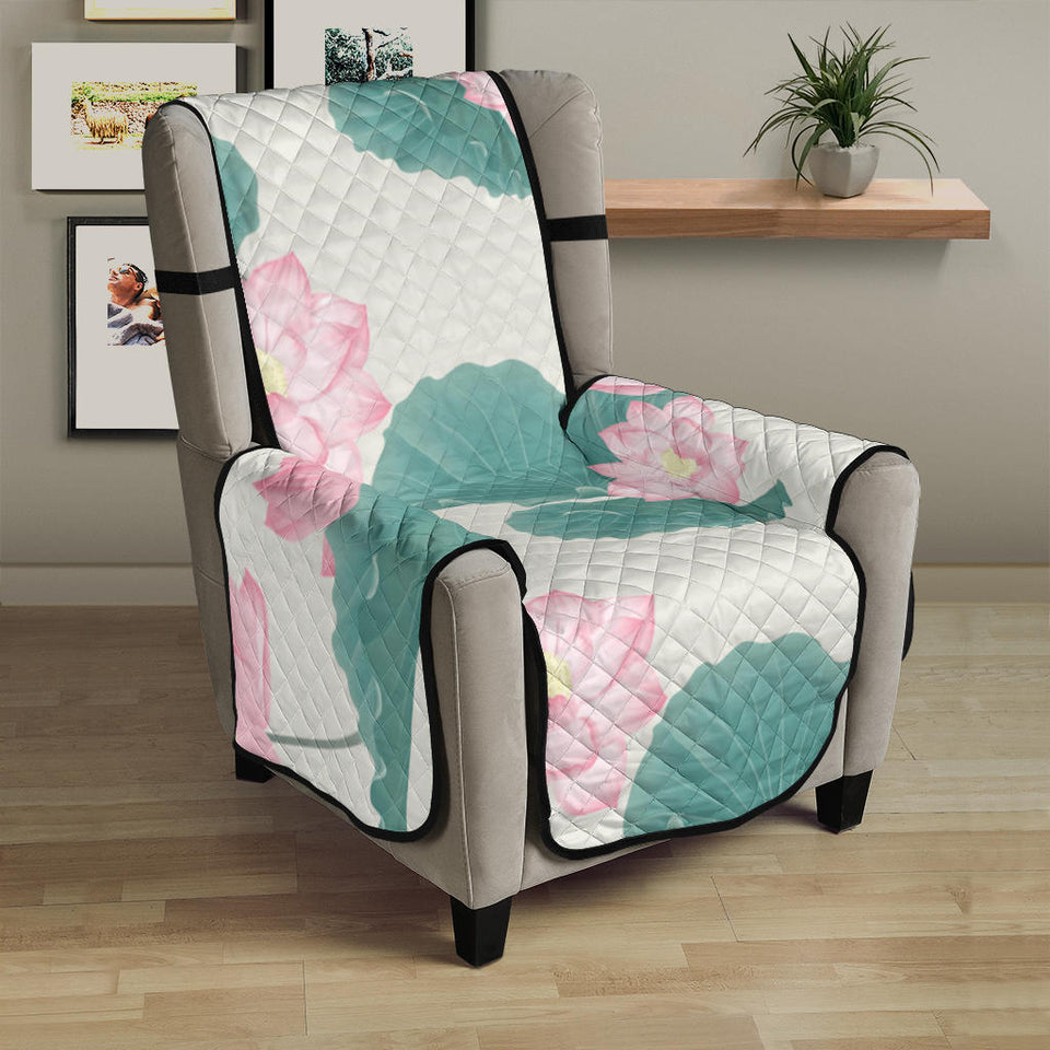 Pink lotus waterlily leaves pattern Chair Cover Protector