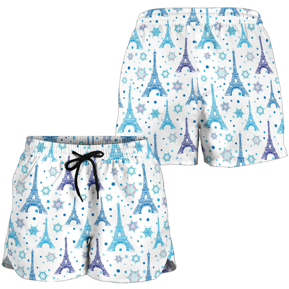 Eiffel Tower Pattern Print Design 01 Women Shorts