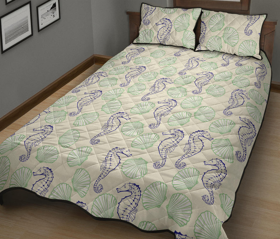 Seahorse shell pattern Quilt Bed Set