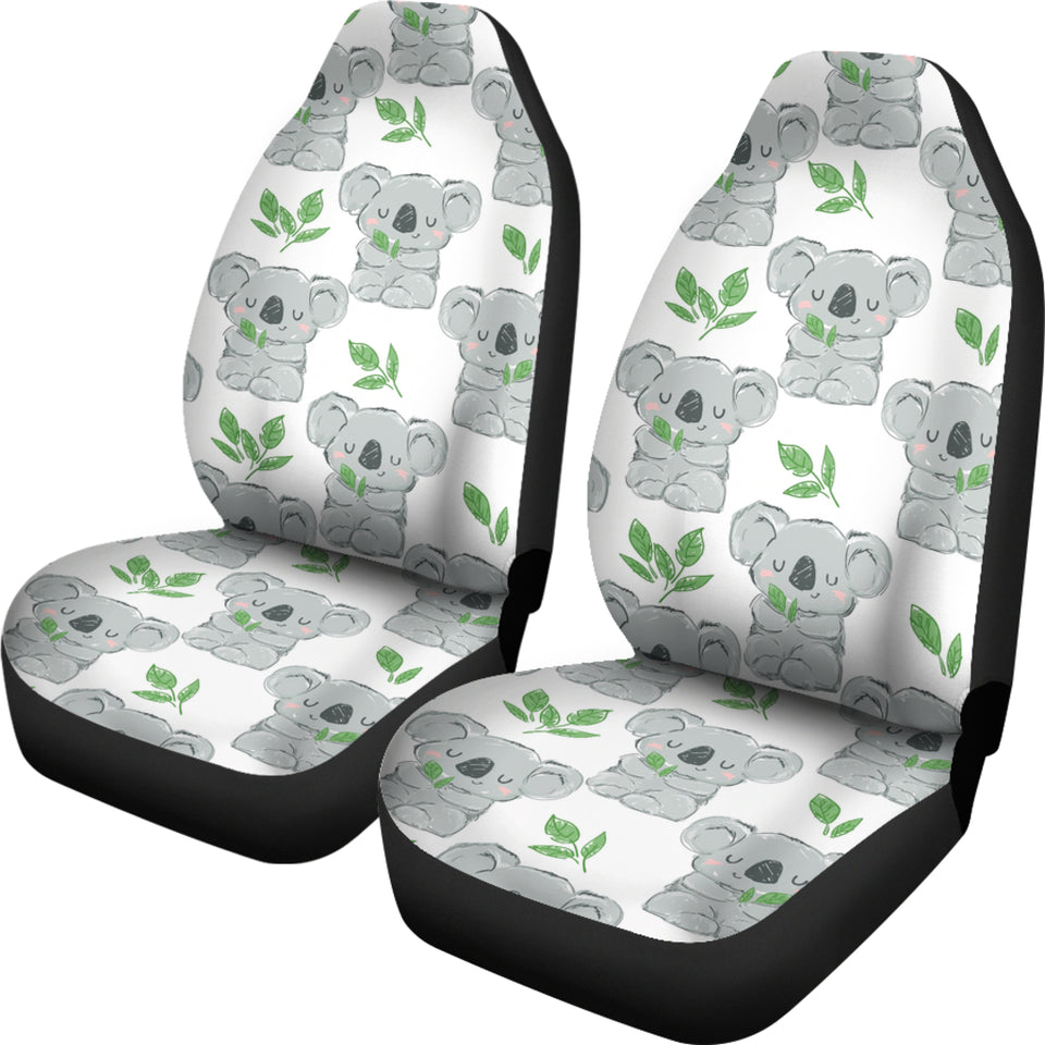 Hand Drawn Koala Leaves Pattern Universal Fit Car Seat Covers