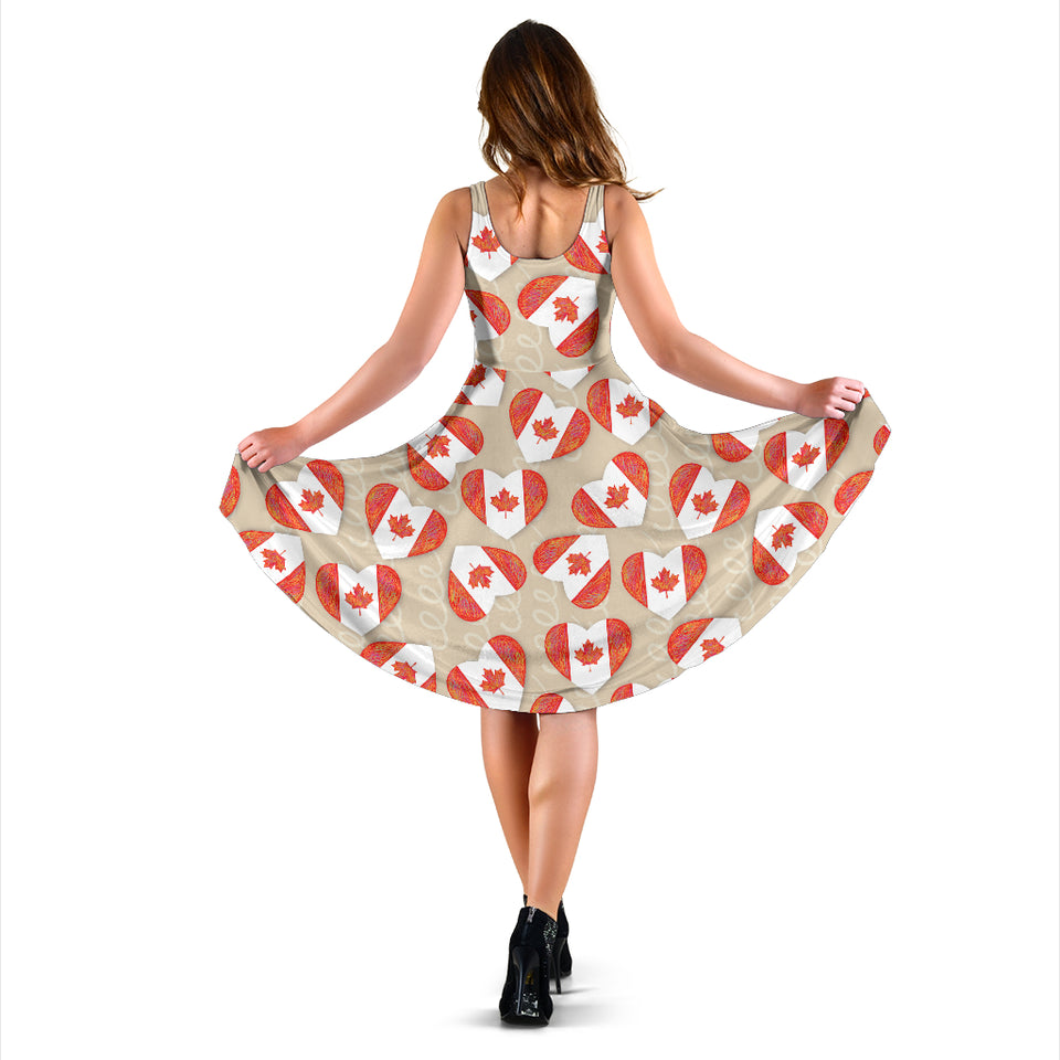 Canada Pattern Print Design 01 Sleeveless Midi Dress