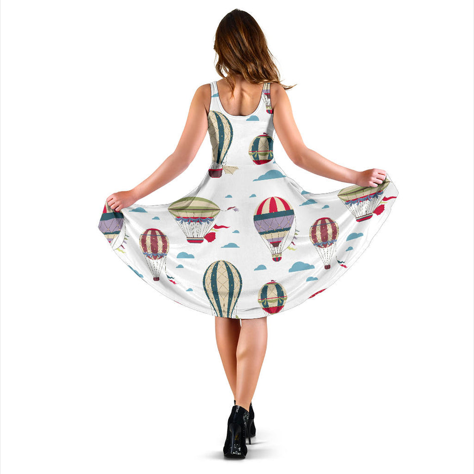 Hot Air Balloon Pattern Sleeveless Midi Dress