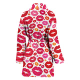 Lips Pattern Print Design 01 Women's Bathrobe