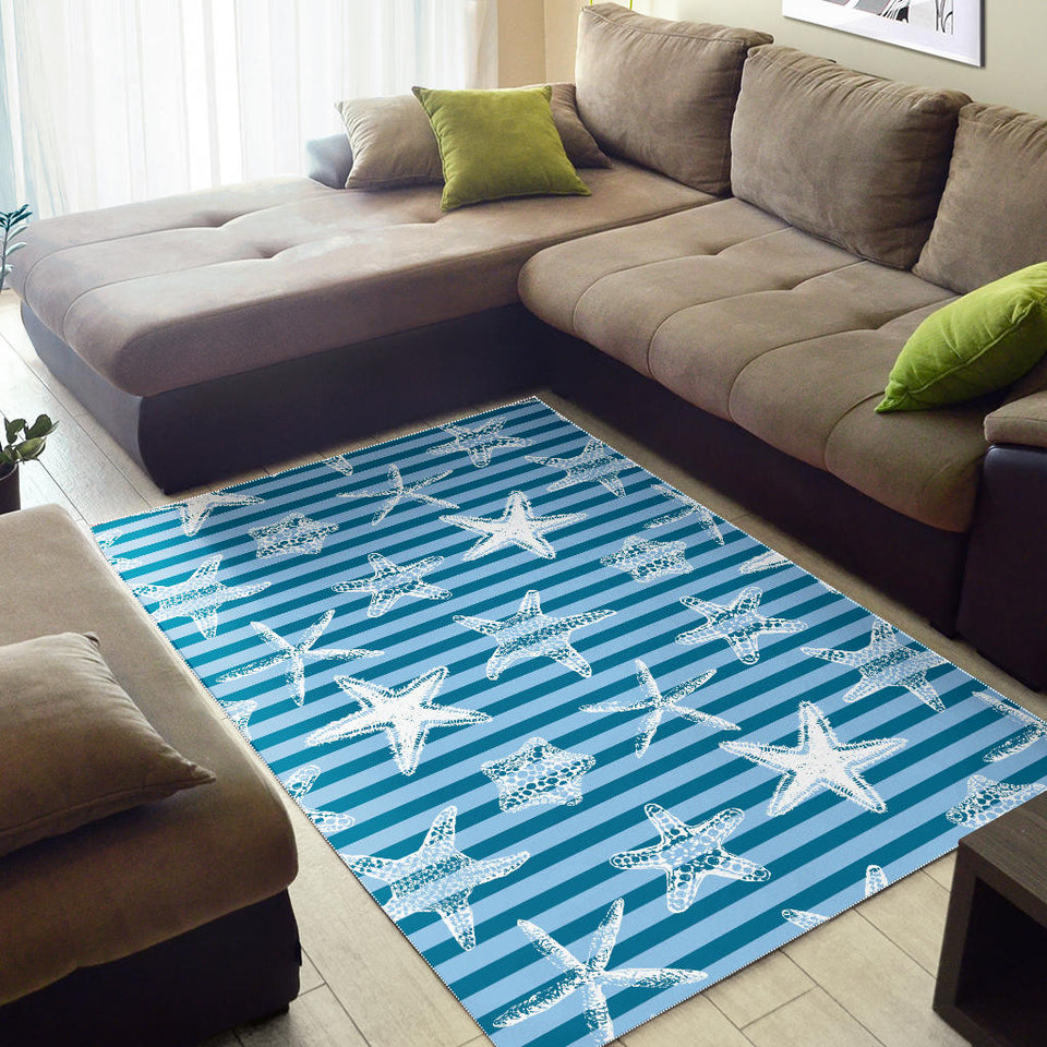 Starfish Blue Blackground Area Rug