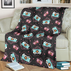 Camera Pattern Print Design 04 Premium Blanket