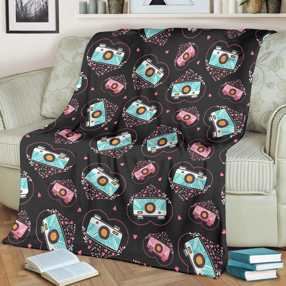Camera Pattern Print Design 04 Premium Blanket