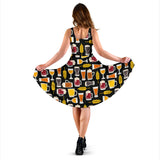 Beer Type Pattern Sleeveless Midi Dress