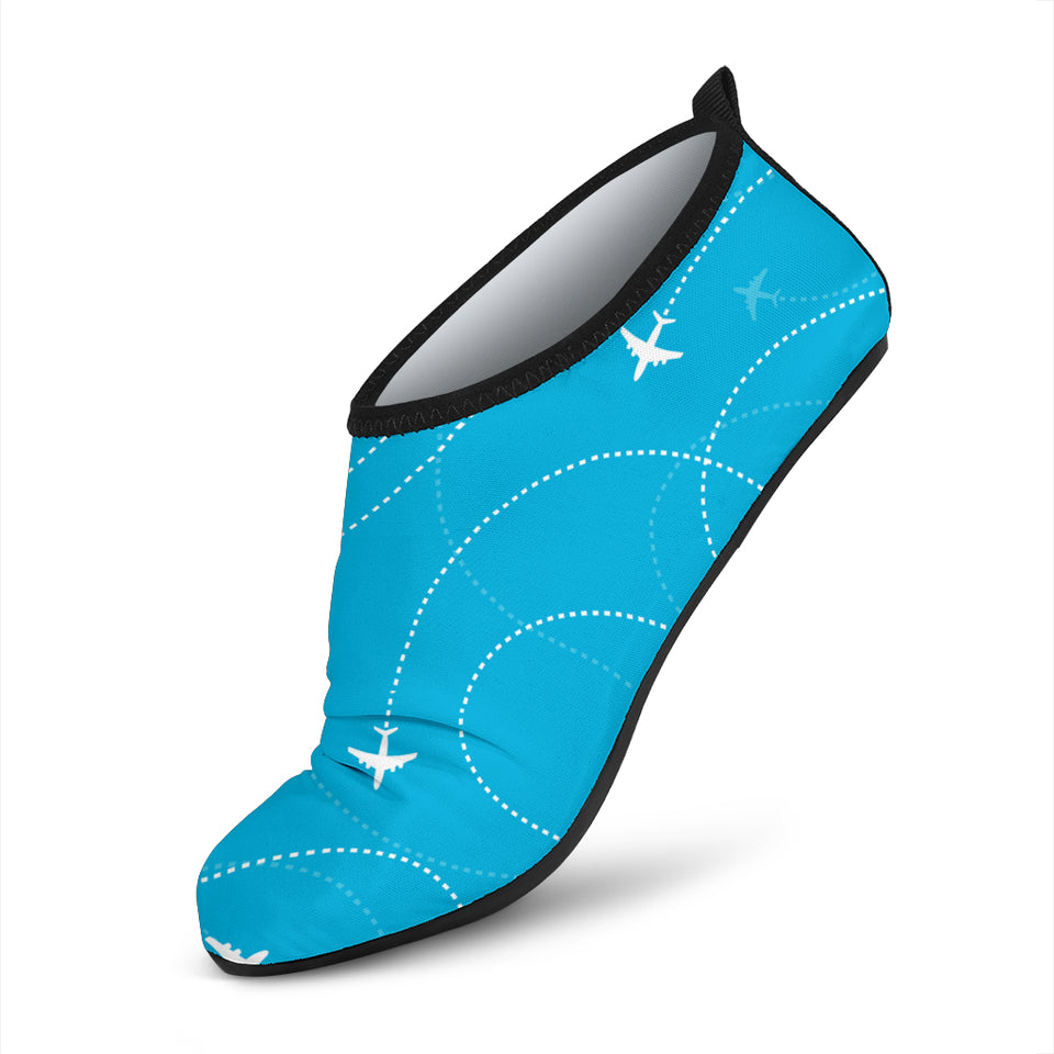 Airplane Destinations Blue Background Aqua Shoes