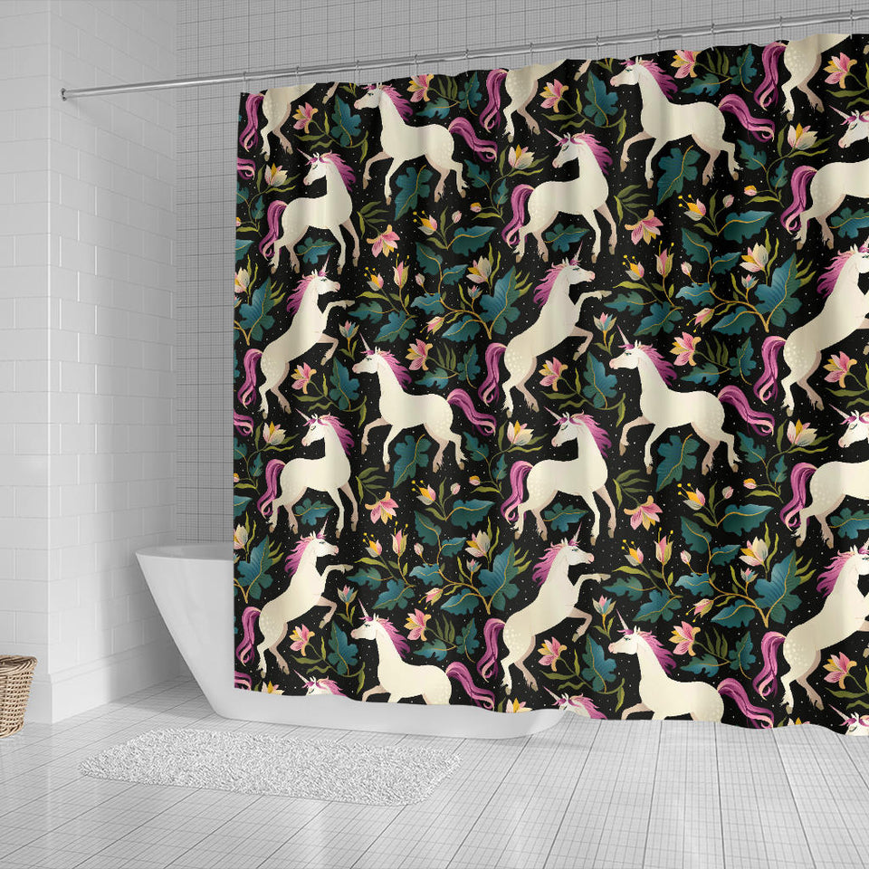 Unicorns Forest Background Shower Curtain Fulfilled In US