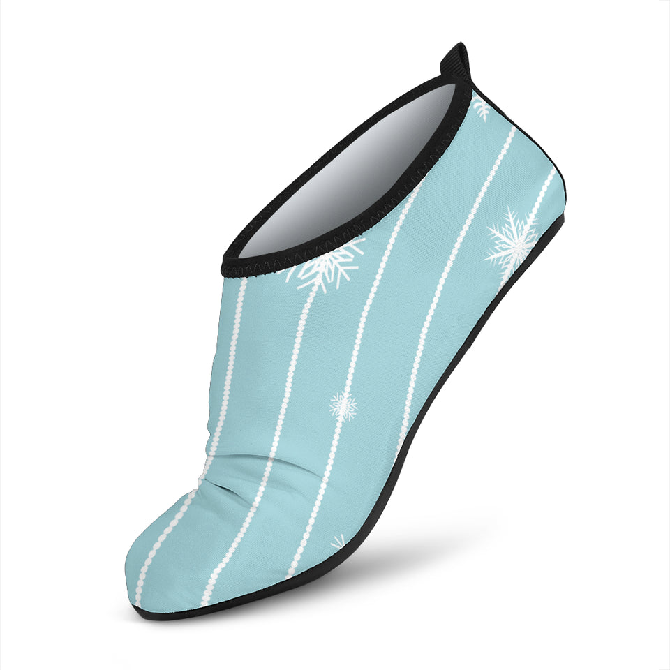 Snowflake Pattern Blue Stripe Background Aqua Shoes