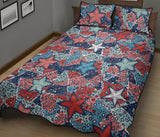 Hand drawn colorful starfish Quilt Bed Set