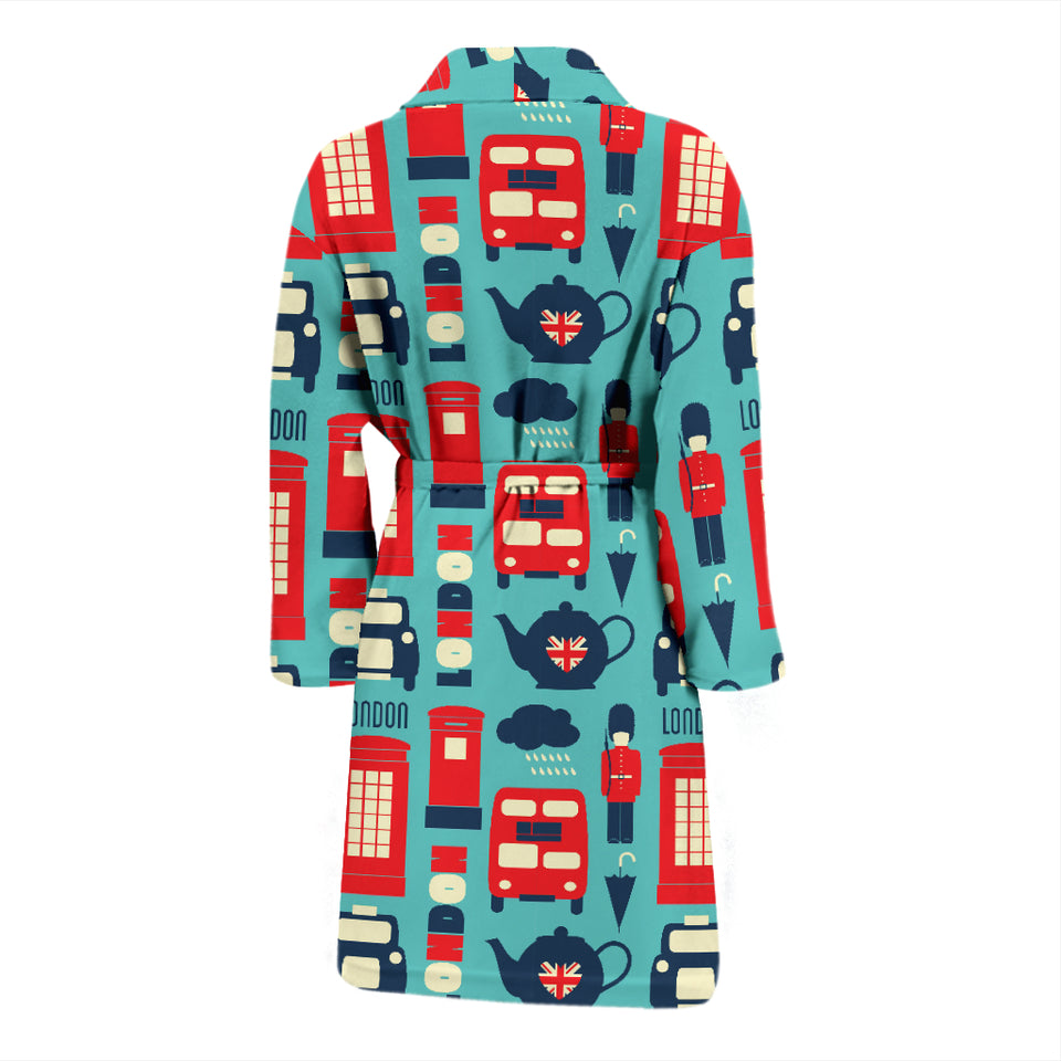 British Pattern Print Design 04 Men's Bathrobe