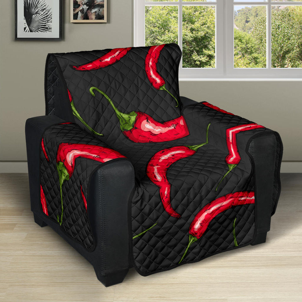 Chili peppers pattern black background Recliner Cover Protector