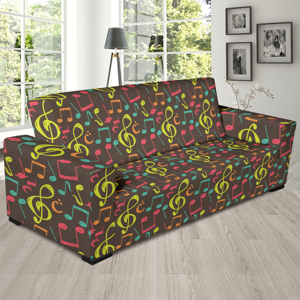 Music Notes Pattern Print Design 05 Sofa Slipcover