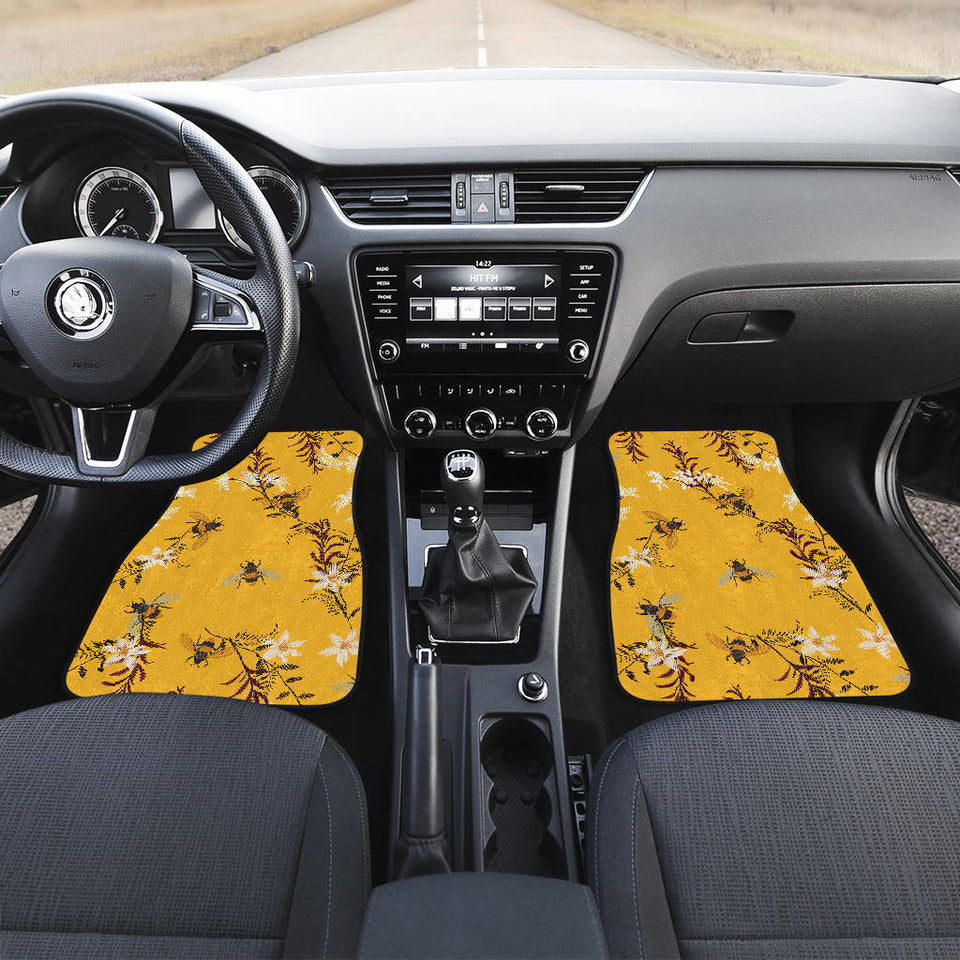Bee Flower Pattern Front And Back Car Mats
