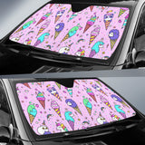 Cute Ice Cream Cone Animal Pattern Car Sun Shade