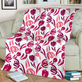 Pink Sketch Tulip Pattern Premium Blanket