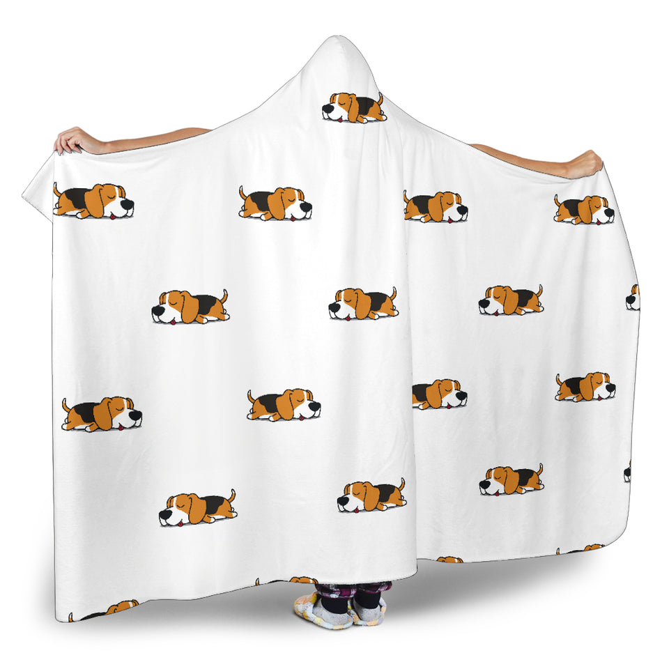 Cute Beagle Dog Sleeping Pattern Hooded Blanket