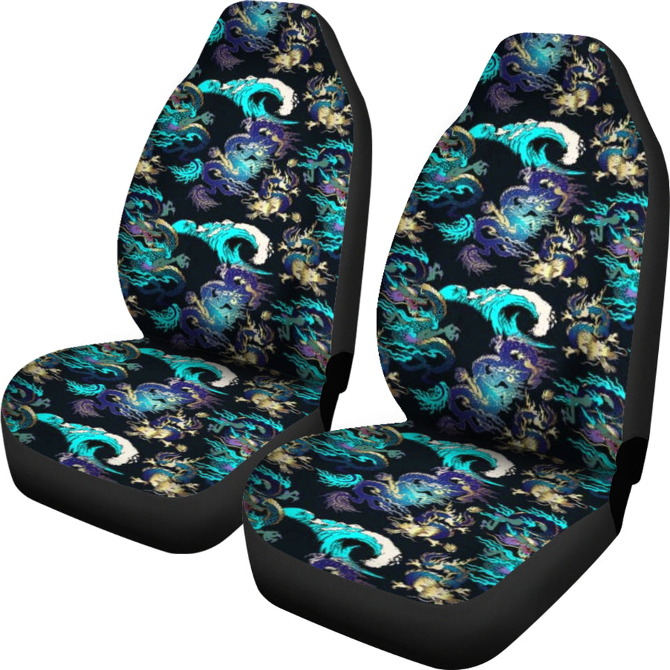 Dragon Sea Wave Pattern Universal Fit Car Seat Covers
