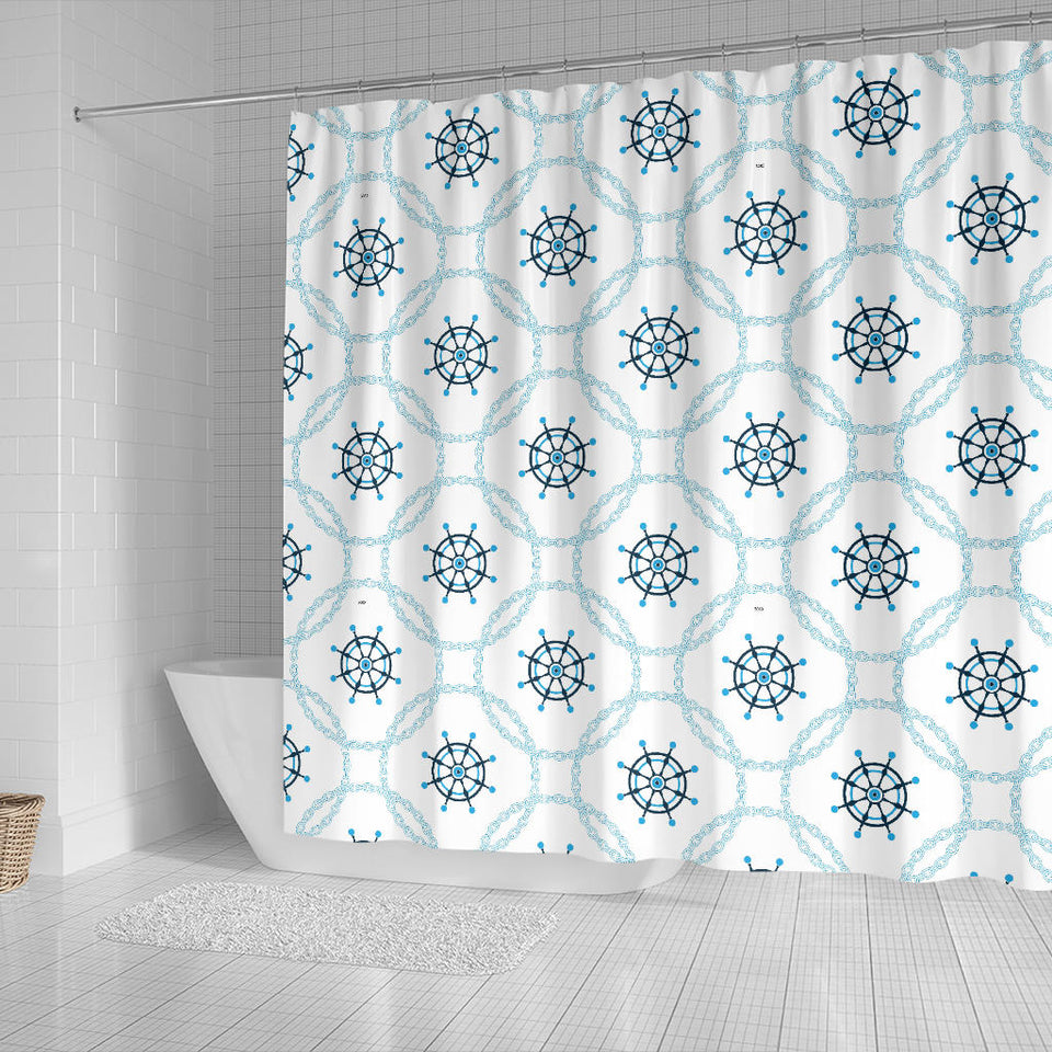 Nautical Steering Wheel Chain Shower Curtain Fulfilled In US